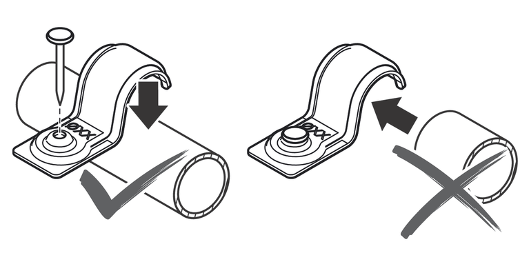 Cable clamp installation.