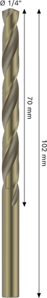 Bosch PRO stainless steel HSS-Co twist drill bit 6.35x70x102 mm.