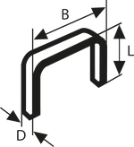 Bosch Fine Wire Staples Type 53/6 size diagram.