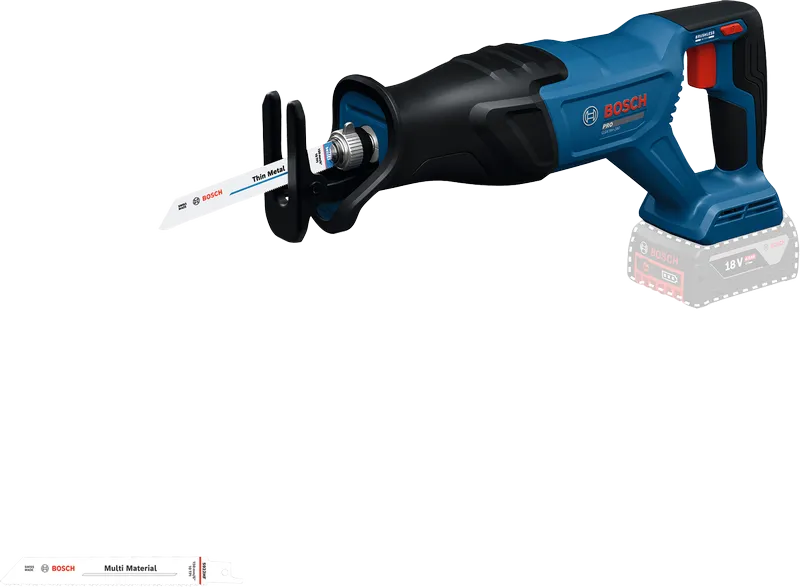 Bosch GSA 18V-28 reciprocating saw with blade.