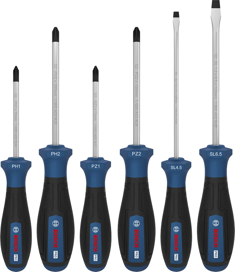 PRO Screwdriver PH/PZ/SL Set, 6 pcs