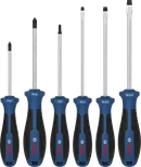 Bosch 6-piece screwdriver set with color-coded handles.