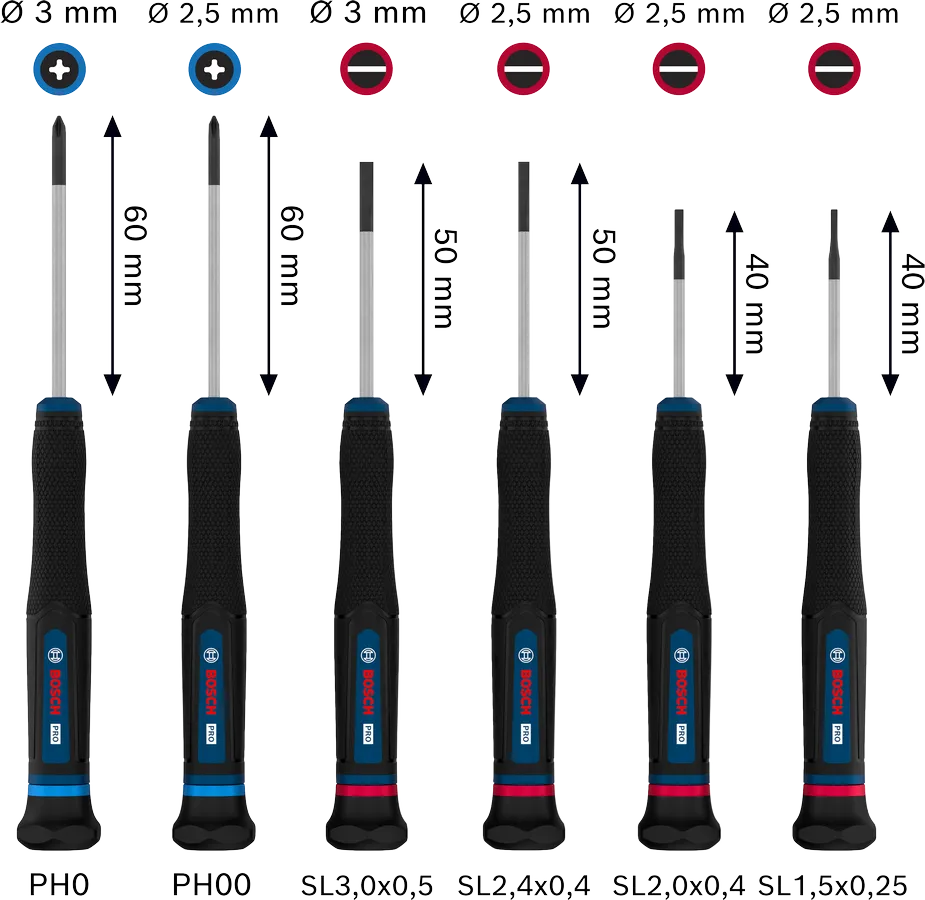 PRO Precision Screwdriver PH/SL Set, 6 pcs