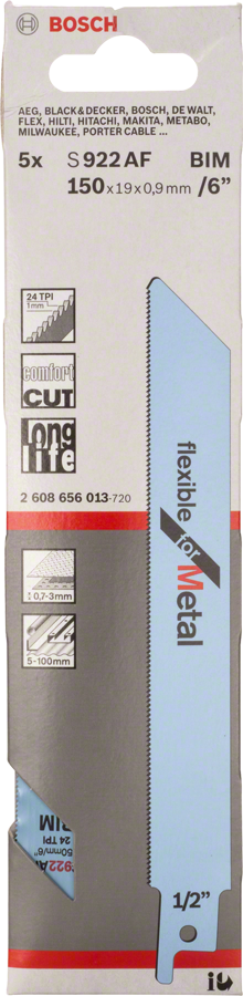 شفرة منشار ترددي مرنة من Bosch S922AF للمعادن.