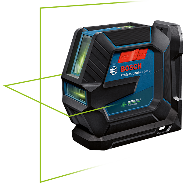 أداة تسوية ليزرية من Bosch GLL 2-15 G بشعاع أخضر.