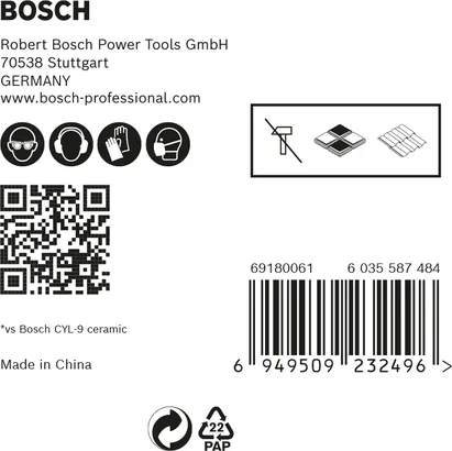 عبوة مجموعة مثقاب Bosch EXPERT HEX-9 HardCeramic.