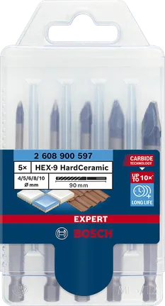 مجموعة مثقاب Bosch HEX-9 HardCeramic، 5 قطع.