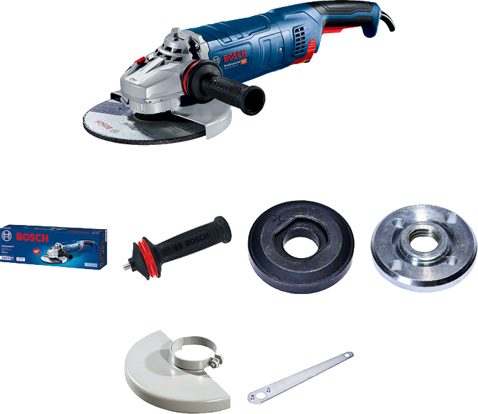 ماكينة صنفرة الزاوية Bosch GWS 24-180 مع الملحقات.