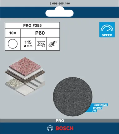 صفائح الصنفرة Bosch PRO F355 مقاس 115 مم P60.