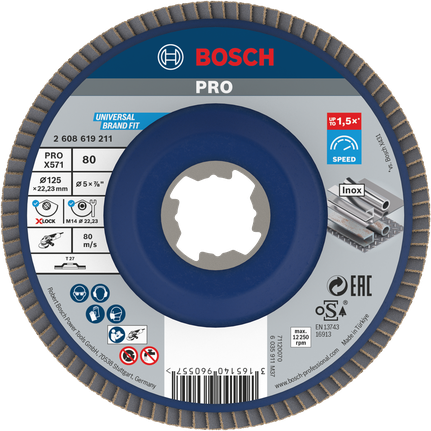 قرص رفرف Bosch PRO X571 مقاس 125 مم G80 لطحن المعادن.