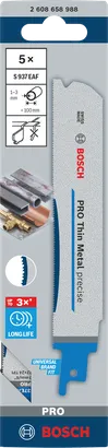 شفرات المنشار Bosch PRO Thin Metal الدقيقة S937EAF 5 قطع 1.1×25×150 مم.