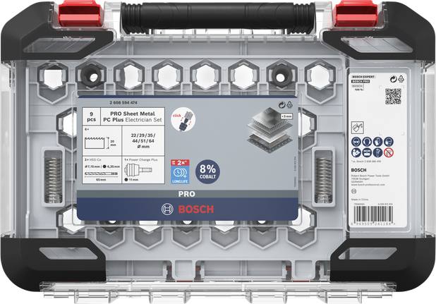 مجموعة منشار ثقب Bosch PRO Sheet Metal PC Plus مكونة من 8 قطع.