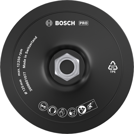 وسادة دعم Bosch PRO مقاس 125 مم من النوع الناعم المزود بخطاف وحلقة.