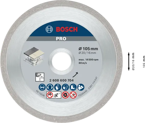 قرص الماس الخزفي Bosch PRO مقاس 105 مم لقطع البلاط.