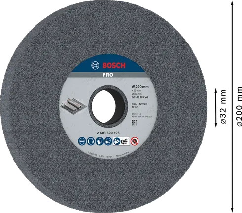 عجلة الطحن المعدنية Bosch PRO مقاس 200x25x32 مم G46.