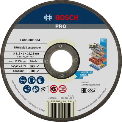 قرص القطع متعدد المواد Bosch PRO، مقاس 115 ملم للاستخدام العالمي.