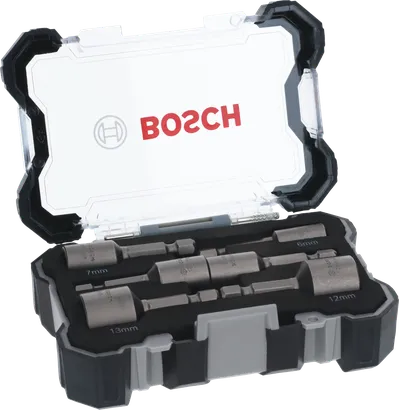 طقم صواميل Bosch مكون من 6 قطع مقاس 6-13 مم في حقيبة تخزين.