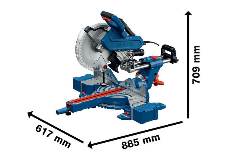 منشار ميتري Bosch GCM 340-305 D مع ذراع منزلق.