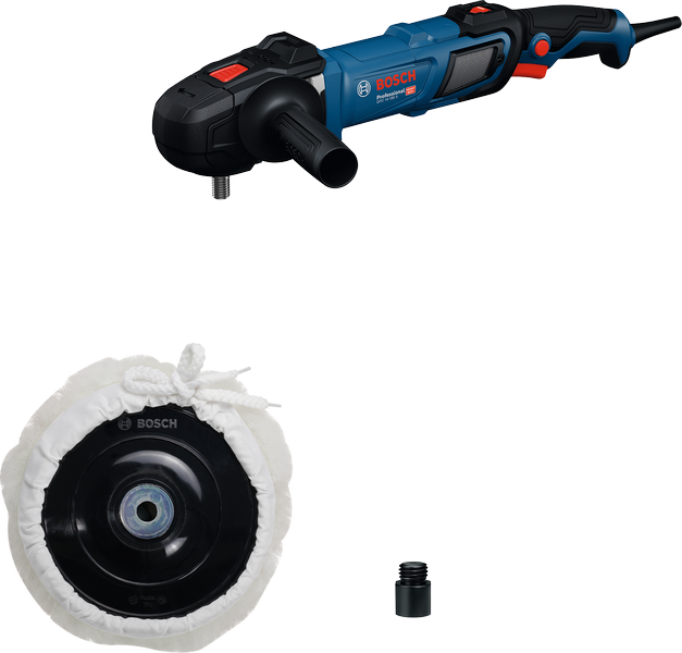 آلة تلميع Bosch GPO 14-180 مع وسادة ومحول المغزل.
