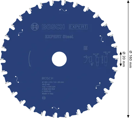 شفرة المنشار الدائرية الفولاذية Bosch EXPERT مقاس 160 مم T30.