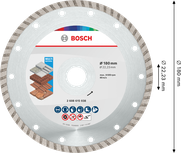 قرص قطع الماس التوربيني متعدد المواد من Bosch 180 مم.