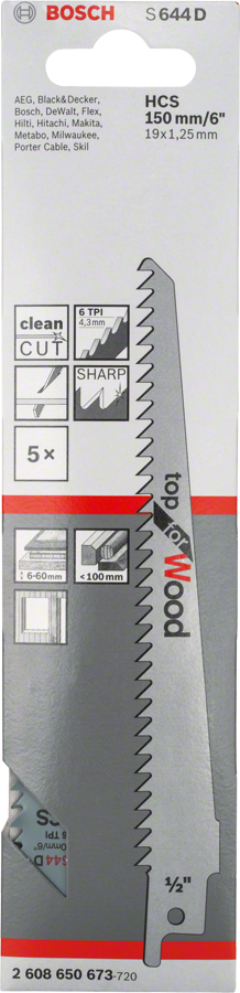 Bosch S644D jigsaw blade for wood clean cuts.