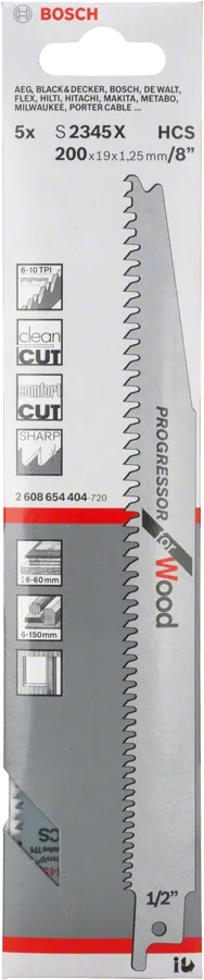 Bosch S2345X Progressor for Wood jigsaw blade pack.