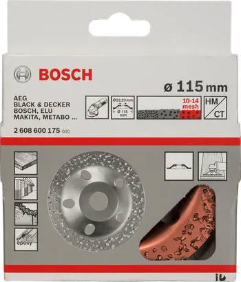 Bosch 115mm tungsten carbide grinding head.