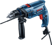 Bosch GSB 550 impact drill with side handle.