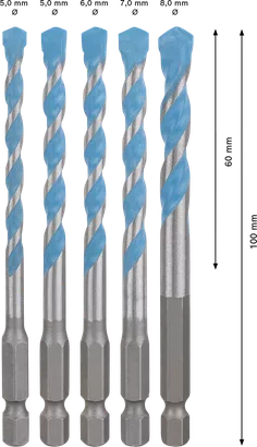 Bosch EXPERT HEX-9 MultiConstruction Drill Bit Set 5-pc.