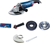 Bosch GWS 24-180 angle grinder with accessories.