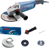 Bosch GWS 26-230 angle grinder with accessories.