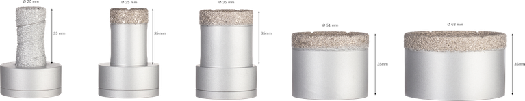 Bosch PRO Ceramic dry X-Lock Core Cutter Set, 5 sizes.