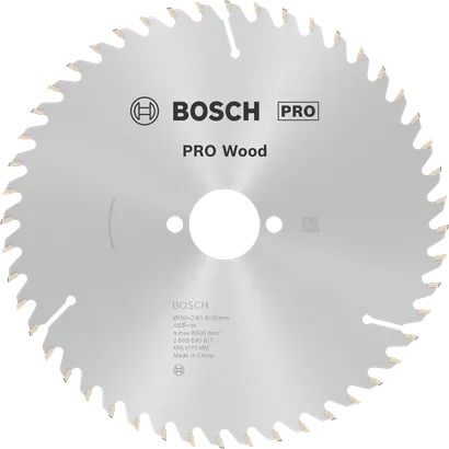 Bosch PRO Wood Circular Saw Blade T48 for clean wood cuts.