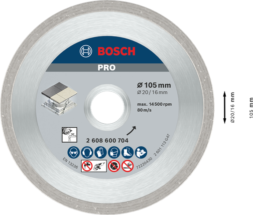 Bosch PRO Ceramic Diamond Disc 105 mm for tile cutting.
