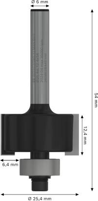 Bosch PRO Router Bit Rabbeting 6.4 mm shank 6 mm.