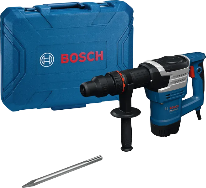 Bosch GSH 5 MX demolition hammer with case and chisel.