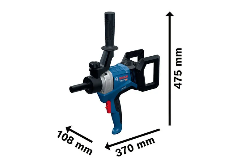 Bosch GRW 18V-120 stirring mechanism with dimensions.