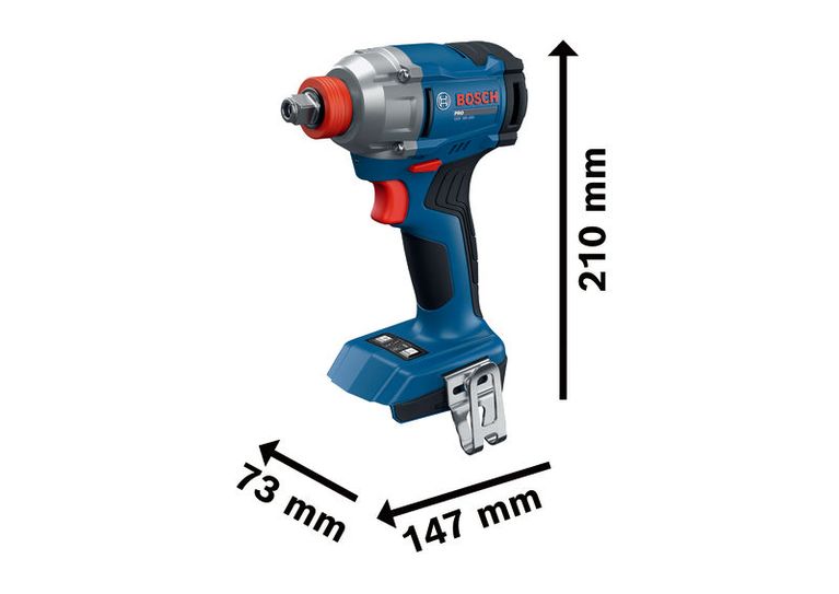 Bosch GDX 18V-285 bare tool cordless impact driver, dimensions shown.