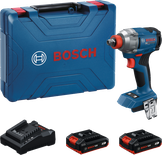 Bosch GDX 18V-285 impact driver kit with case and batteries.