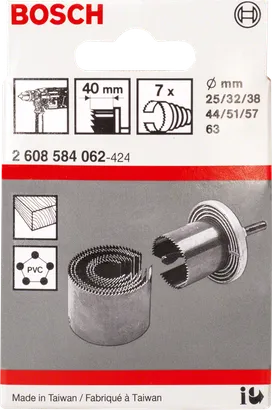 Juego de brocas perforadoras Bosch de 7 piezas, 25–67 mm.