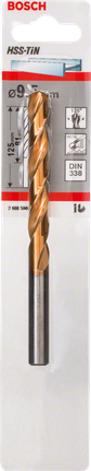 Broca metálica Bosch HSS-TiN de 9,5 mm para perforaciones de precisión.
