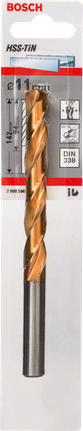 Broca metálica Bosch HSS-TiN de 11 mm para perforaciones de precisión.
