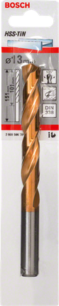 Broca metálica Bosch HSS-TiN de 13 mm para perforaciones de precisión.