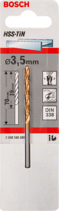 Broca para metal Bosch HSS-TiN de 3,5 mm DIN 338.