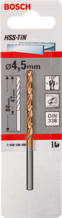 Broca para metal Bosch HSS-TiN de 4,5 mm DIN 338.