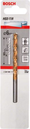 Broca metálica Bosch HSS-TiN de 6 mm para DIN 338.