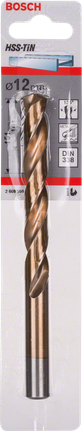 Broca metálica Bosch HSS-TiN de 12 mm para perforaciones de precisión.