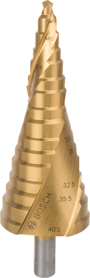 Broca escalonada Bosch HSS-TiN para agujeros M10-M40.