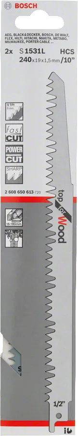 Hoja de sierra alternativa Bosch S 1531L para madera.